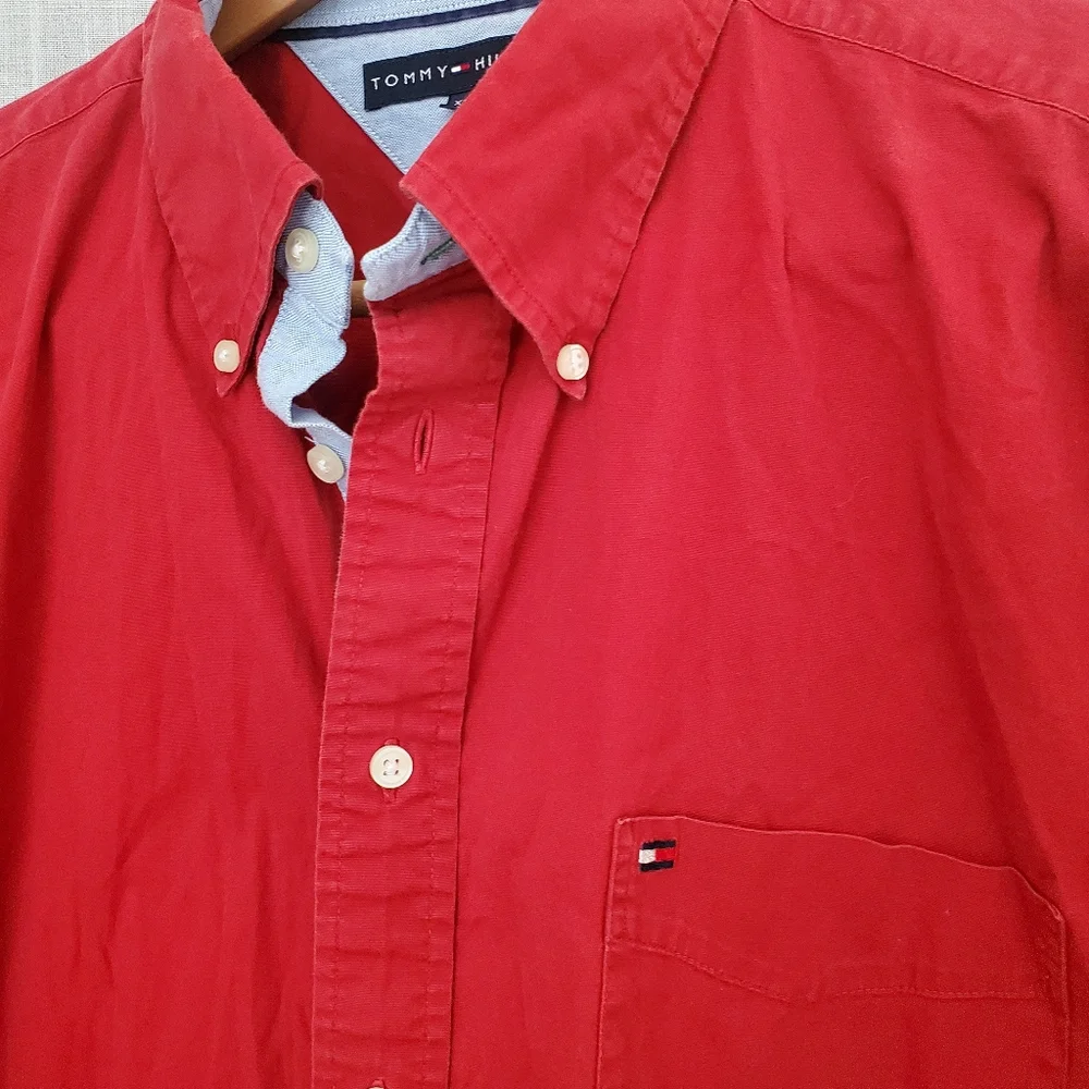 Vintage Tommy Hilfiger Classic Red Men's Shirt‎ Sz:XXL